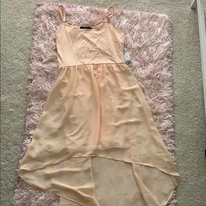 Peach high low strapless dress